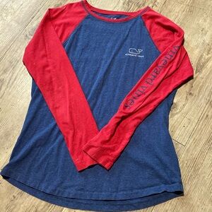 Red and blue vineyard vines long sleeve shirt